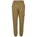 Urban Classics Damen Ladies High Waits Cargo Sweat Pants Trainingshose, tiniolive, 5XL