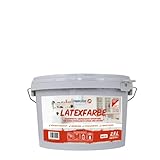 Farbklecks24 Latexfarbe 2,5L (versch. Größen) weiß, seidenmatte Latexfarbe, Badfarbe, Küchenfarbe