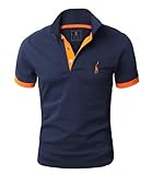 GLESTORE Poloshirt Herren Männer Hemd Herren Kurzarm Giraffe Stickerei T-Shirt Sommer Golf Marine 3XL