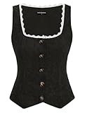 SCARLET DARKNESS Mittelalter Trachtenweste für Damen Ren Faire Cosplay Larp Cord Weste Mantel Schwarz M