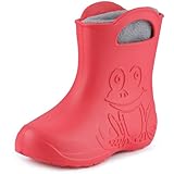 Ladeheid EVA Kinder Jungen Mädchen Gummistiefel Regenschuhe gefüttert LA-CA-03 (Koralle/Grau, 22/23 EU)