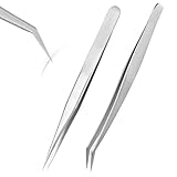 YUXIANLB 2 Stück Präzisionspinzetten-Set aus Edelstahl spitz und lang für Basteln Modellbau Gundam-Reparatur Keramikarbeiten rutschfeste Multitool-Zange für Hobby und Industrie
