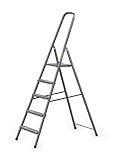 DRABEST - Stehleiter - mit 5 Stufen - bis 125 kg belastbar - 1,73 m lang - Arbeitshöhe 3 m - Trittleiter, Bockleiter aus Stahl pulverbeschichtet - für Haushalt, Malerarbeiten - Grau