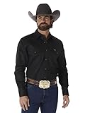 Wrangler Herren Westernhemd, Cowboy-Schnitt, Zwei Taschen, langärmelig, mit Druckknöpfen - Schwarz - Groß