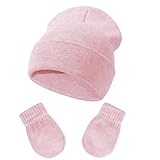 EOAMGO Wintermütze Baby, Baby Mütze Beanie, Baby Mütze und Handschuhe Set, Wintermütze Jungen Mädchen, Strickmütze