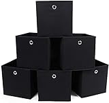 SONGMICS Aufbewahrungsbox, 6 Stück, Faltbox, faltbarer Organizer, mit Fingerloch, 30 x 30 x 30 cm, schwarz, RFB02H-3