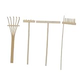 ibasenice 4 Stück Sandtisch Bambusrechen Sandkasten Werkzeuggürtel Bausatz tischdeko esstisch Tischdekoration dekorative Rechen für den Zen-Garten Sandtisch Mini-Rechen Legierung Khaki