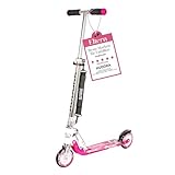 HUDORA BigWheel 125 Scooter I Sicherer & hochwertiger Aluminium-Roller für Kinder I Höhenverstellbarer & zusammenklappbarer Cityroller für bis zu 100kg I Stabiler Tretroller mit Tragegurt - pink