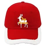 Nuanua Joy Christmas Deer Hintergrund Santa Baseball Cap Weihnachtsmütze Trucker Hut Damen Rot, Rot/Ausflug, einfarbig (Getaway Solids), 3XL/Einheitsgröße