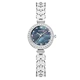 rorios Damen Armbanduhr mit Silberarmband Weißem/Schwarzem ZifferblattFishtail - Tauglich für Alltag/Party Schwarz