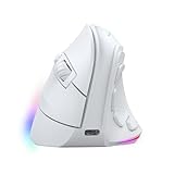 MARSGAMING MM-SK, Kabellose Vertikale Gaming-Maus, Ergonomisches, RGB Chroma-Beleuchtung, Pixart 8000DPI Optischer Sensor, Huano Mechanische Switches, 9 Programmierbare Tasten, Maus Tri-Mode, Weiß