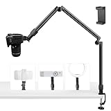 JEBUTU AS08 Overhead Stativ Kamera Tischstativ, 33.5-95cm Verstellbar Kamera Halterung für DSLR Kameras, Lichtstativ Klemmstativ Flexibel Gelenkarm für Ringlicht Projektor Handy, Max. Belastung 10KG