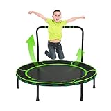 Trampolin Kinder Indoor Outdoor Ø91cm, Mini Trampolin Jumping Fitness Trampolin faltbar Gartentrampolin mit Griff und Sicherheitspolster, Kindertrampolin für Jungen Mädchen ab 3 Jahre