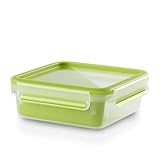 Tefal MASTERSEAL Master Seal to Go Sandwichbox, quadratisch, Lebensmittelaufbewahrung, Kunststoff, Transparent/Grün, 0.85 Litre
