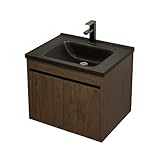 YOWLLXOF Schwebend Eckwaschbecken mit Integriertem Keramikbecken,Großem Stauraum und Keramik waschbecken,für Garten,Badezimmer,Waschküche,Modern(24 * 16.5in)