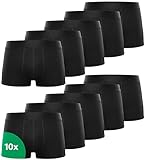 Kemes Boxershorts Herren 10 Pack Baumwolle schwarz Unterhosen atmungsaktiv Unterwäsche Herren | Größe L