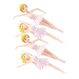 Sosoport 4 Stück Ballerina Cupcake Topper aus Langlebigem Material Weiße Tortendekoration für Geburtstag und Party Tanzende Mädchen Figuren für Kuchen und Dessert