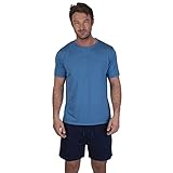 Light & Shade LSSET032 Herren T-Shirt mit Rundhalsausschnitt und kurzes Pyjama-Set, Blau, S