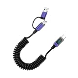 PEVive Flexible Spring Designs 2-in-1 USB C Schnelllade-Datenkabel mit dehnbarem Federmechanismus für effizientes Laden