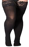 Moon Wood Oberschenkelhohe Strümpfe für Damen, 55D, halbdurchsichtig, Silikon, Spitze, Oberschenkelhoch, Strumpfhose