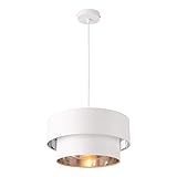 lux.pro Hängeleuchte Lopar E27 Deckenleuchte Hängelampe 40 cm Metall Stoff Weiß-Silber