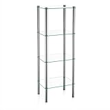 kela Badezimmer Regal 30 x 40 x 107 cm LARS, Metall Badregal stehend, 4 Etagen, Sicherheitsglas, verchromt