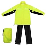 CONGARTENO Wasserdichtes Herren Regenkombi Set mit Reflektierenden Sicherheitsstreifen Atmungsaktive Motorrad Regenjacke und Regenhose Inklusive Schuhüberzüge und Kompakter Tragetasche für