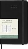 Moleskine Wochenplaner, Horizontale Wochenagenda 2026 12 Monate, Mit Festem Einband und Elastischem Verschluss, Pocket-Format 9x14, Farbe Schwarz