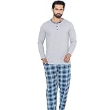 Neti Herren Schlafanzug lang Pyjama Nachtanzug100% Baumwolle M-XXL (DE/NL/SE/PL, Alphanumerisch, XXL, Regular, Regular, 18063 Grau)