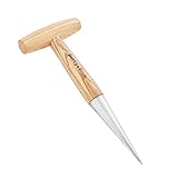 Berry&Bird Blumenzwiebel pflanzholz Werkzeuge, Blumenzwiebelpflanzer aus Edelstahl, Pikierstab für die Hand, T-Shape Holzgriff Dibbler für das Pflanzen von Saatgut und Umpflanzen Sämling