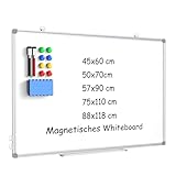 DOLLAR BOSS Magnetisches Whiteboard, 57X90CM Magnettafel Magnetpinnwand mit 2 Whiteboard Stifte, 8 Magnete and 1 Whiteboard Radiergummi, für Schule & Haus und Büro
