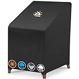Zettum Abdeckhauben für Stühle 1 Stücke, Stapelstühle Abdeckung Wasserdicht und Winterfest, 600D Oxford PU Gartenstühle Schutzhülle, Anti-UV Abdeckhülle für Gartenmöbel (71x91x80/120 CM)