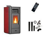 Pelletofen Anita 10 kW Bordeaux Sannover + Anschluss-Set für Raucherei