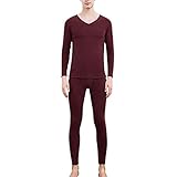 Beokeuioe Weich Bequemer Funktionsunterwäsche Herren Thermowäsche Set Winter Langarm Unterwäsche mit Atmungsaktiv Innenfleece Extra Warm Skiunterwäsche für Sport Outdoor