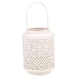 Lurrose Eisenkunst Kerzenständer Laterne Hohlgearbeitet Weiß Tischdeko für Heim Restaurant