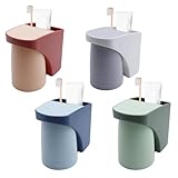 Zahnbürstenbecherhalter Kein Bohren Erforderlich 4 Stück Zahnputzbecher Kinder Zahnbürstenhalter Wand mit Magnetischem Becher Toothbrush Holder für Familie