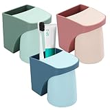 3 Stück Zahnbürstenhalter Kein Bohren erforderlich, Zahnputzbecher Set Wandzahnbürstenbecher-Set mit Magnetischem Becher Zahnputzbecherhalter Toothbrush Holder für Familie