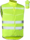 Prowiste Fahrradweste Herren & Damen – Hohe Sichtbarkeit in Neon Gelb & Reflektorstreifen – Atmungsaktiv (Mesh) – mit Rückentasche (DE/NL/SE/PL, Alphanumerisch, XL, Regular, Regular)