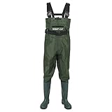 Night Cat Wathose wasserdichte für Damen Herren Nylon Wathose mit PVC Stiefeln Atmungsaktive