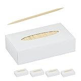 Relaxdays Zahnstocher Holz 5000er Set, Zahnhölzer dünn, für Zahnhygiene, Häppchen & Basteln, Zahnhölzchen, 6,5 cm, natur