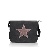 Glamexx24 Tasche Handtaschen Schultertasche Umhängetasche mit Stern Muster Tragetasche Laptoptasche Messenger Bag Herren für Arbeit Freizeit oder Schule (Schwarz, Einheitsgröße)