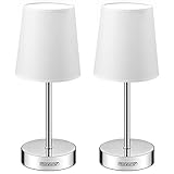 MONZANA® Nachttischlampe 2er Set 32cm Stoff Grau Taupe Anthrazit Weiß Wohnzimmer Schlafzimmer Lampe Leuchte Tischlampe Nachttischleuchte Tischleuchte