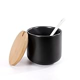 Cretosou Salzbehälter Zuckerdose mit Deckel und Löffel, Zuckerbehälter Salzstreuer mit Deckel Gewürzstreuer Süßstoffspender, Zuckerspender Milch und Zucker Set