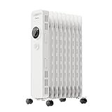 Midea Ölradiator 2000W, Heizlüfter Energiesparend Leise, Heizkörper mit 9 Rippen, Einstellbarem Thermostat, 3 Heizstufen, Frostschutz, LED Display, Kipp- und Überhitzungsschutz, ECO-Modus