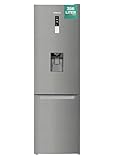 Heinrich´s Kühlgefrierkombination mit 356L Mega Gesamtvolumen, 260L Kühlvolumen 96L Gefriervolumen, Kühlschrank inkl. Wasserspender, Türanschlag wechselbar, LED, leise 37dB, große Tiefkühlboxen (inox)