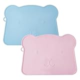 2 Stück Platzset Kinder, Tischunterlage Kinder, Silikon Platzset Kinder, Platzsets Abwaschbar Kinder, Silikon Platzdeckchen Abwaschbar, Rutschfestes Kinder Tischset, BPA Frei