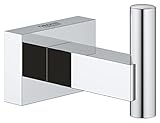 GROHE Essentials Cube, Bademantelhaken mit verdeckte Befestigung (langlebige und pflegeleichte Oberfläche, einfache Montage), chrom, 40511001