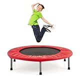 GOPLUS Faltbares Trampolin, Ø97cm Kindertrampolin klappbar bis 150kg Belastbar, Fitness Trampolin mit Rutschfesten Füßen, Gartentrampolin für Kinder, Indoor (Rot)