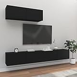 Iiaky 3-TLG. TV-Schrank-Set Schwarz Holzwerkstoff TV Tisch TV Board HäNgend Wohnzimmerschrank MöBel Wohnzimmer // 3114479