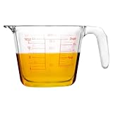 Jeorywoet 500 ml Glasmesskrüge mit 4 Arten von Wärme-resistierenden klaren Milchbechern mit 4 Arten von Maßstabsmarke mit Messbecher für Küchenbacken, Glasmesskrugs